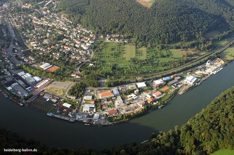 Neckarsteinach Luftbild mit Gewerbegebiet